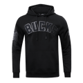 NBA MILWAUKEE BUCKS TRIPLE BLACK LOGO Men PULLOVER HOODIE (BLACK) product image 1, provided for visual reference and product