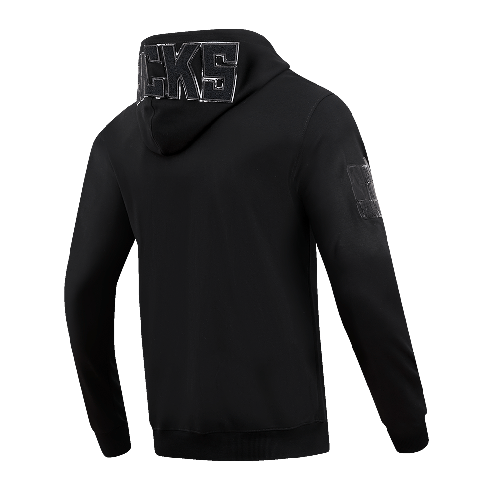 NBA MILWAUKEE BUCKS TRIPLE BLACK LOGO Men PULLOVER HOODIE (BLACK) product image 4, provided for visual reference and product