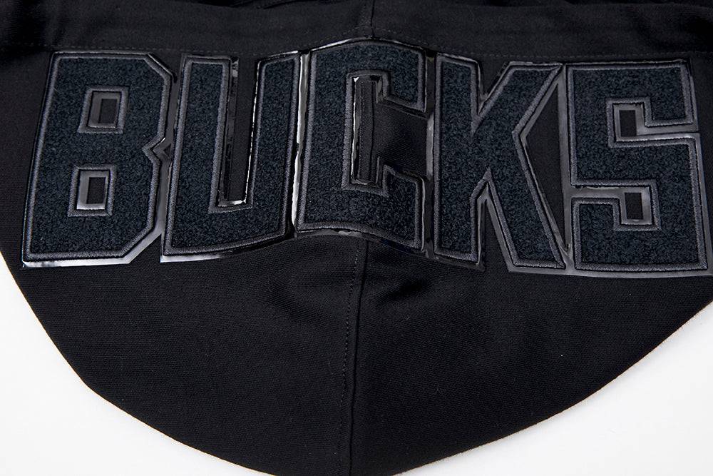 NBA MILWAUKEE BUCKS TRIPLE BLACK LOGO Men PULLOVER HOODIE (BLACK) product image 6, provided for visual reference and product