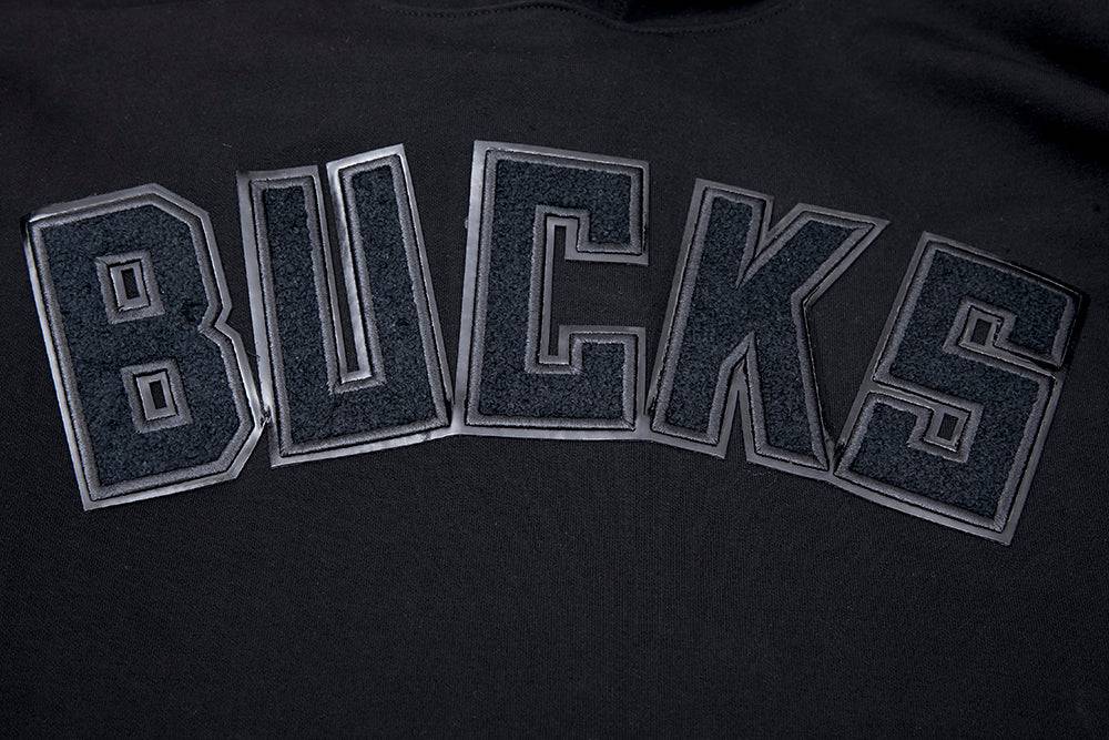 NBA MILWAUKEE BUCKS TRIPLE BLACK LOGO Men PULLOVER HOODIE (BLACK) product image 7, provided for visual reference and product
