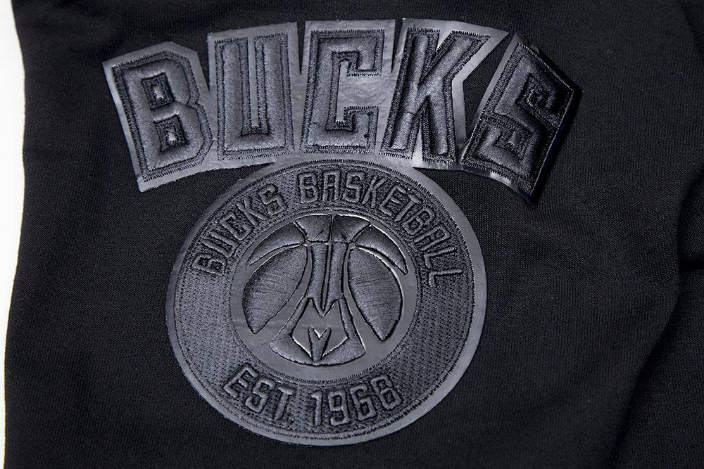 NBA MILWAUKEE BUCKS TRIPLE BLACK LOGO Men PULLOVER HOODIE (BLACK) product image 9, provided for visual reference and product