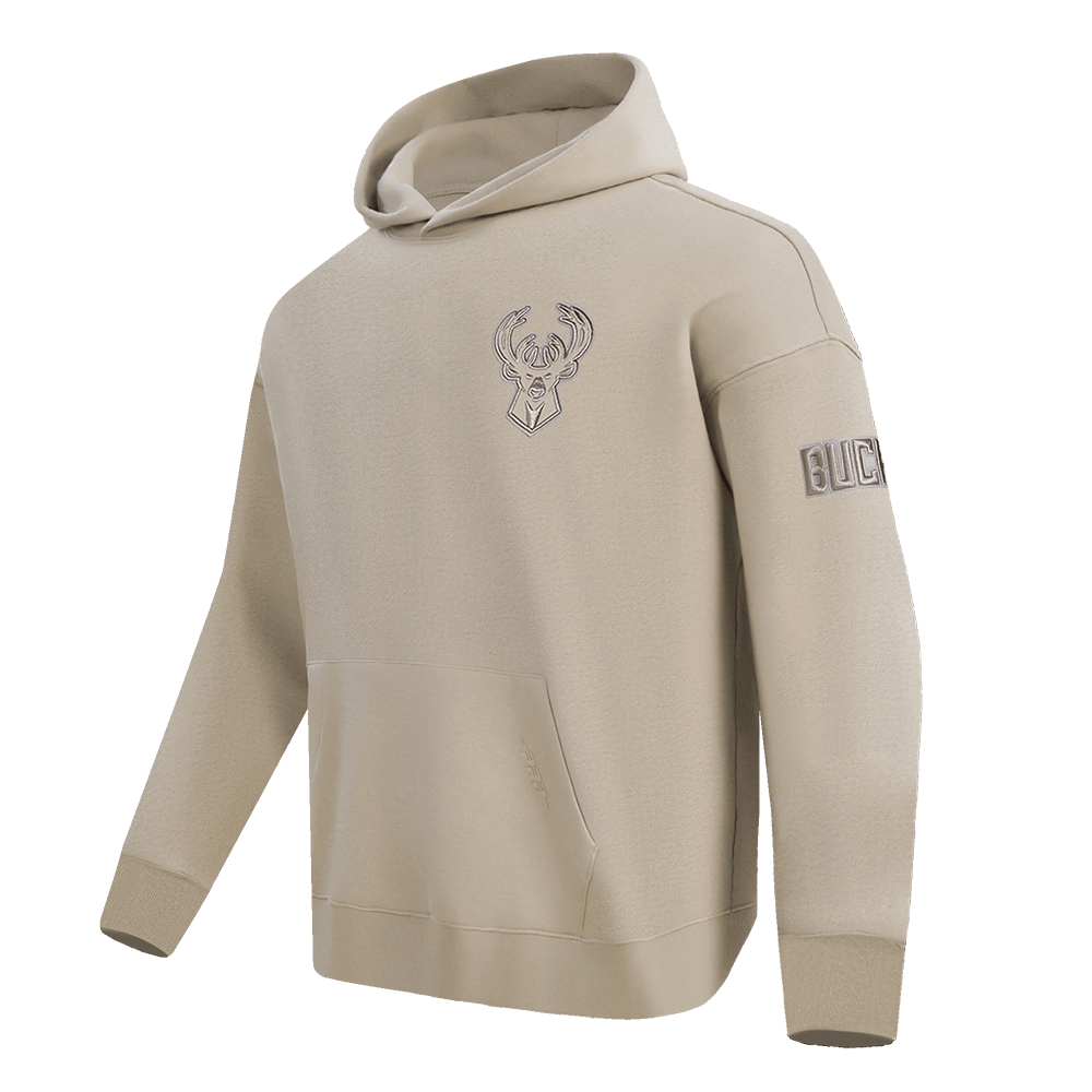 NBA MILWAUKEE BUCKS NEUTRAL Men DROP SHOULDER PULLOVER HOODIE (TAUPE) product image 4, provided for visual reference and