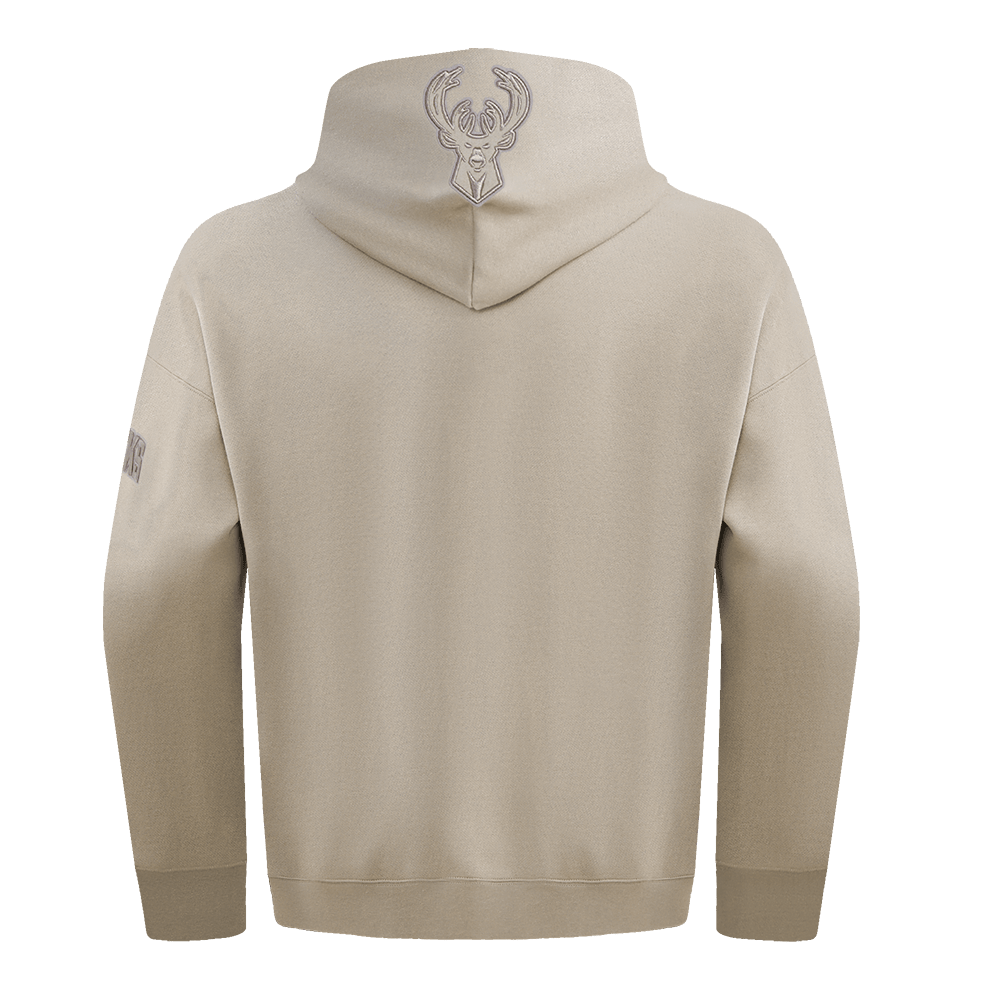 NBA MILWAUKEE BUCKS NEUTRAL Men DROP SHOULDER PULLOVER HOODIE (TAUPE) product image 5, provided for visual reference and