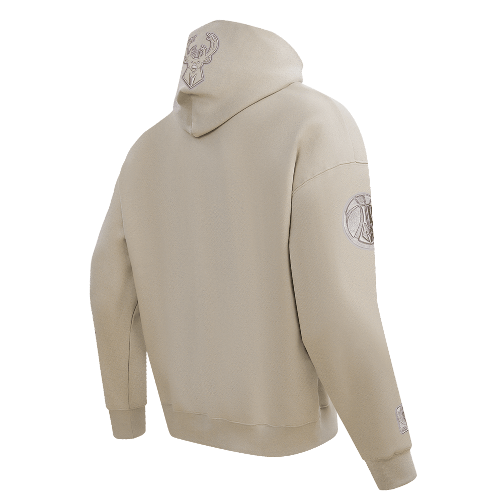 NBA MILWAUKEE BUCKS NEUTRAL Men DROP SHOULDER PULLOVER HOODIE (TAUPE) product image 6, provided for visual reference and
