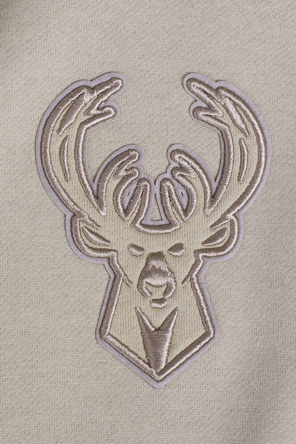 NBA MILWAUKEE BUCKS NEUTRAL Men DROP SHOULDER PULLOVER HOODIE (TAUPE) product image 8, provided for visual reference and