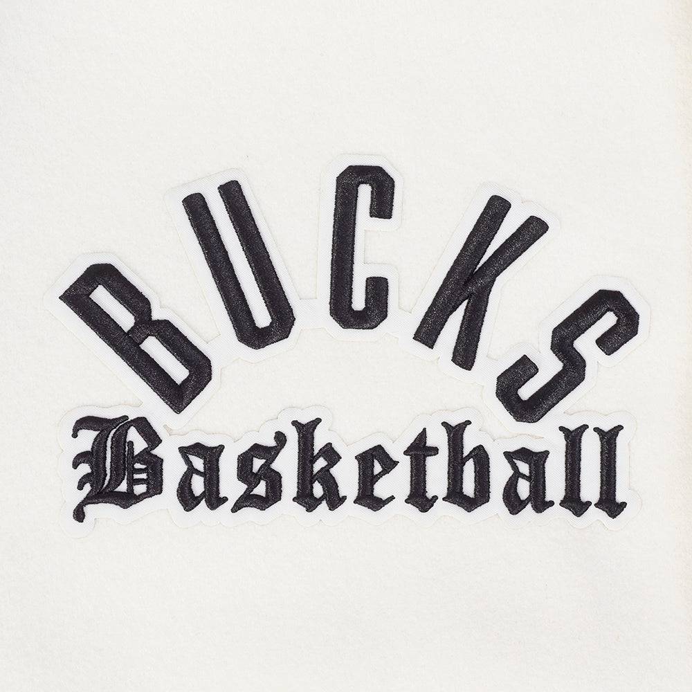 NBA MILWAUKEE BUCKS MODERN ORIGINALS Men RIB WOOL VARSITY JACKET (EGGSHELL/ BLACK) product image 8, provided for visual