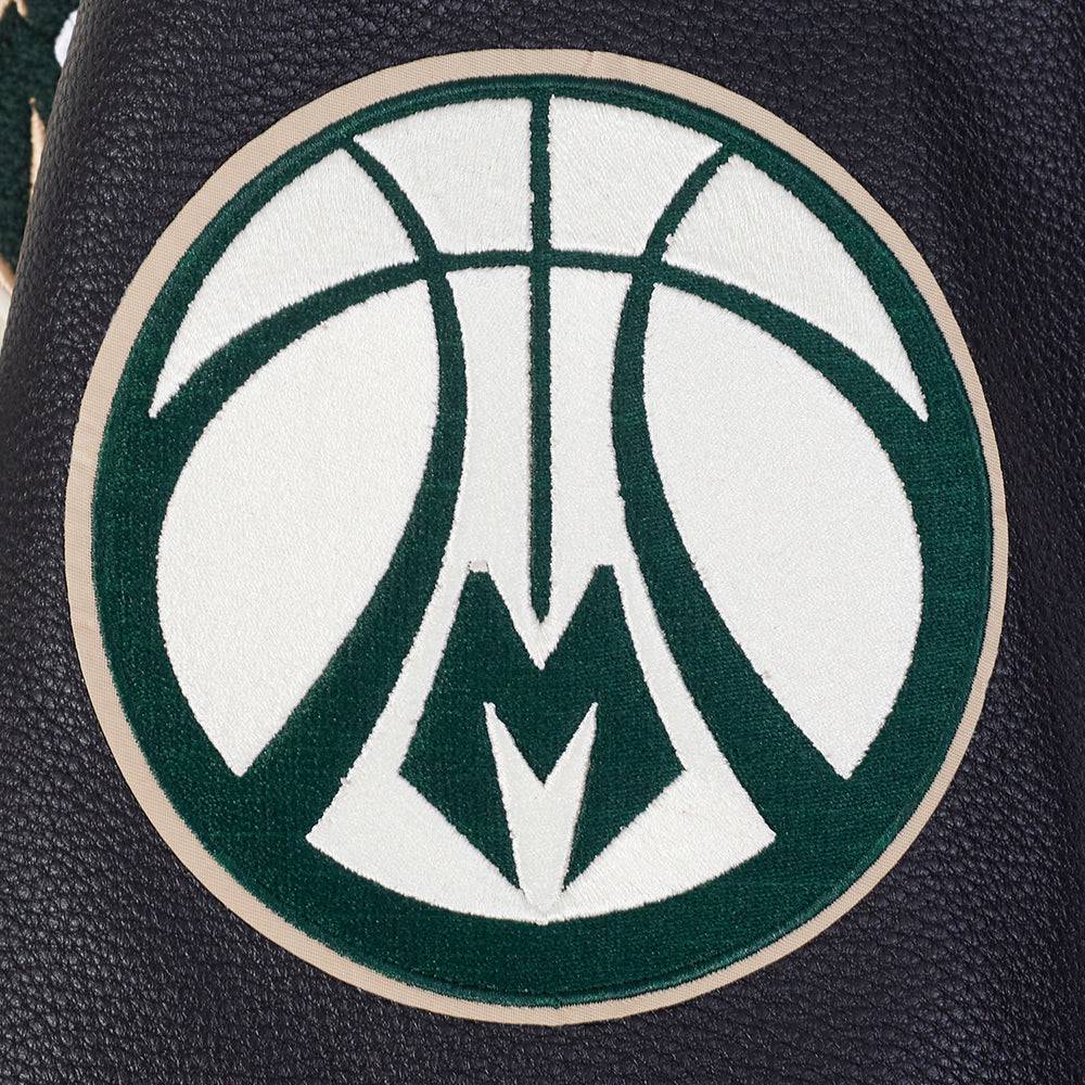 NBA MILWAUKEE BUCKS MODERN ORIGINALS Men RIB WOOL VARSITY JACKET (EGGSHELL/ BLACK) product image 11, provided for visual
