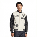 NBA MILWAUKEE BUCKS MODERN ORIGINALS Men RIB WOOL VARSITY JACKET (EGGSHELL/ BLACK) product image 1, provided for visual