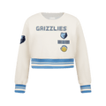 NBA Memphis Grizzlies Retro Classic Big Girl'S Rib Fleece Crewneck (Eggshell/ University Blue) product image 1, provided for