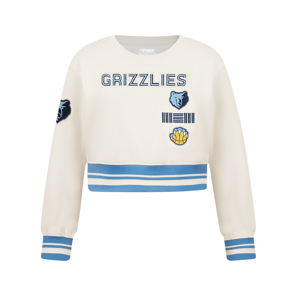 NBA Memphis Grizzlies Retro Classic Big Girl'S Rib Fleece Crewneck (Eggshell/ University Blue) product image 1, provided for