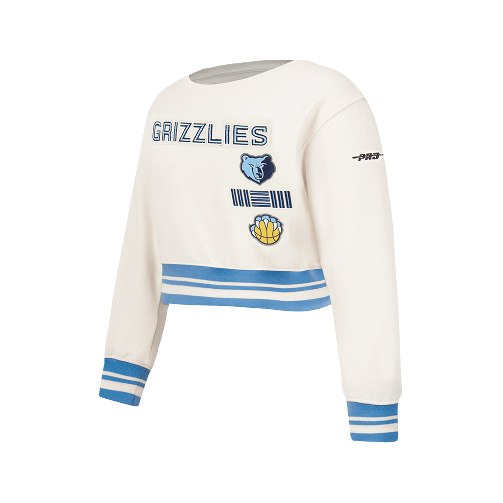 NBA Memphis Grizzlies Retro Classic Big Girl'S Rib Fleece Crewneck (Eggshell/ University Blue) product image 2, provided for