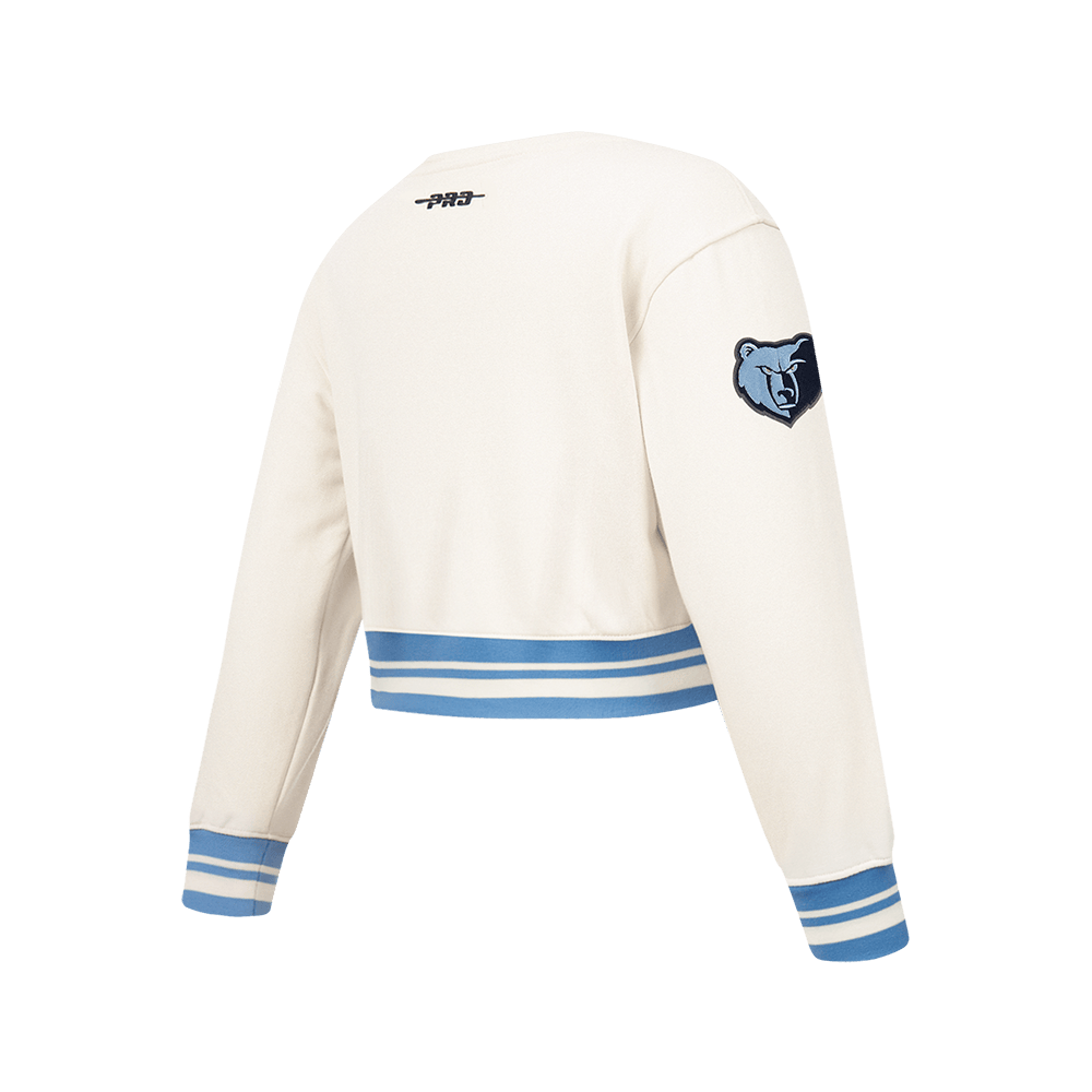 NBA Memphis Grizzlies Retro Classic Big Girl'S Rib Fleece Crewneck (Eggshell/ University Blue) product image 4, provided for