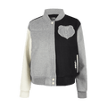 NBA MEMPHIS GRIZZLIES REVERSE FRENCH TERRY Women WOOL VARSITY JACKET (BLACK/GRAY/EGGSHELL) product image 1, provided for