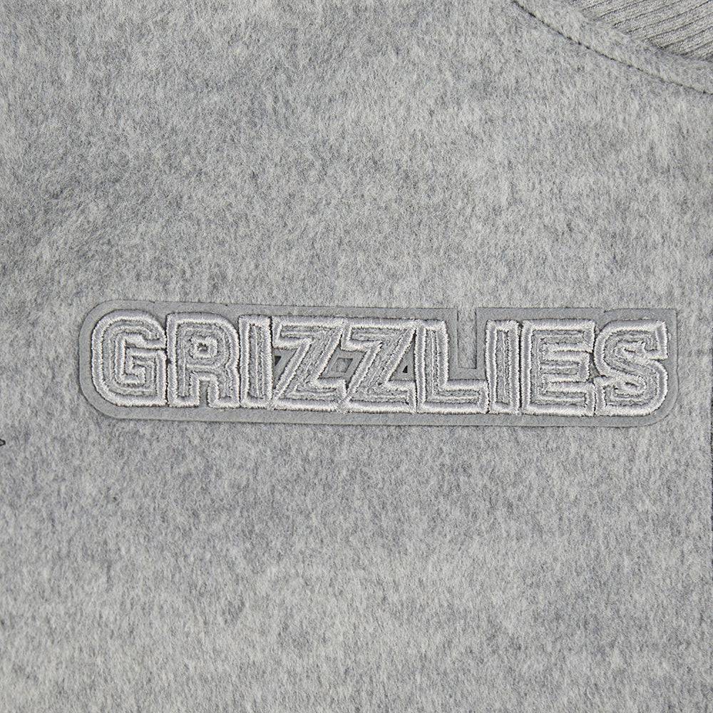 NBA MEMPHIS GRIZZLIES REVERSE FRENCH TERRY Women WOOL VARSITY JACKET (BLACK/GRAY/EGGSHELL) product image 6, provided for