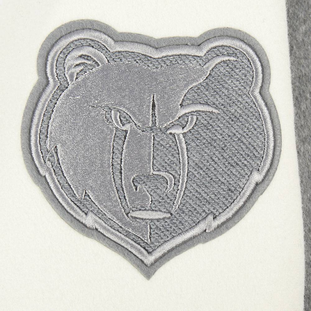 NBA MEMPHIS GRIZZLIES REVERSE FRENCH TERRY Women WOOL VARSITY JACKET (BLACK/GRAY/EGGSHELL) product image 7, provided for