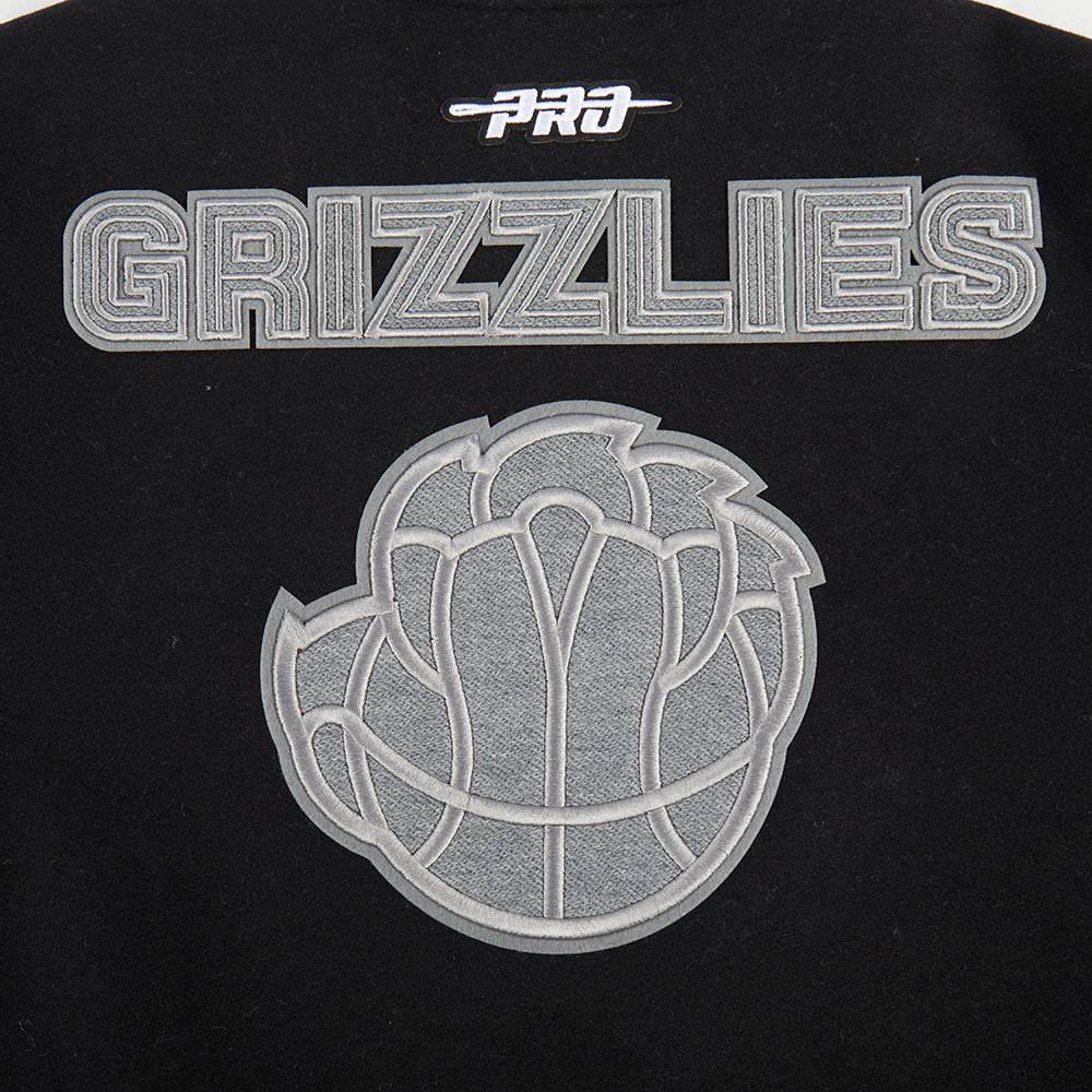 NBA MEMPHIS GRIZZLIES REVERSE FRENCH TERRY Women WOOL VARSITY JACKET (BLACK/GRAY/EGGSHELL) product image 8, provided for