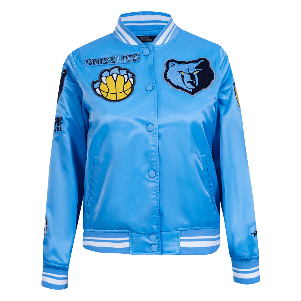 NBA MEMPHIS GRIZZLIES RETRO CLASSIC Women RIB SATIN JACKET (UNIVERSITY BLUE) product image 1, provided for visual reference