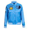 NBA MEMPHIS GRIZZLIES RETRO CLASSIC Women RIB SATIN JACKET (UNIVERSITY BLUE) product image 1, provided for visual reference