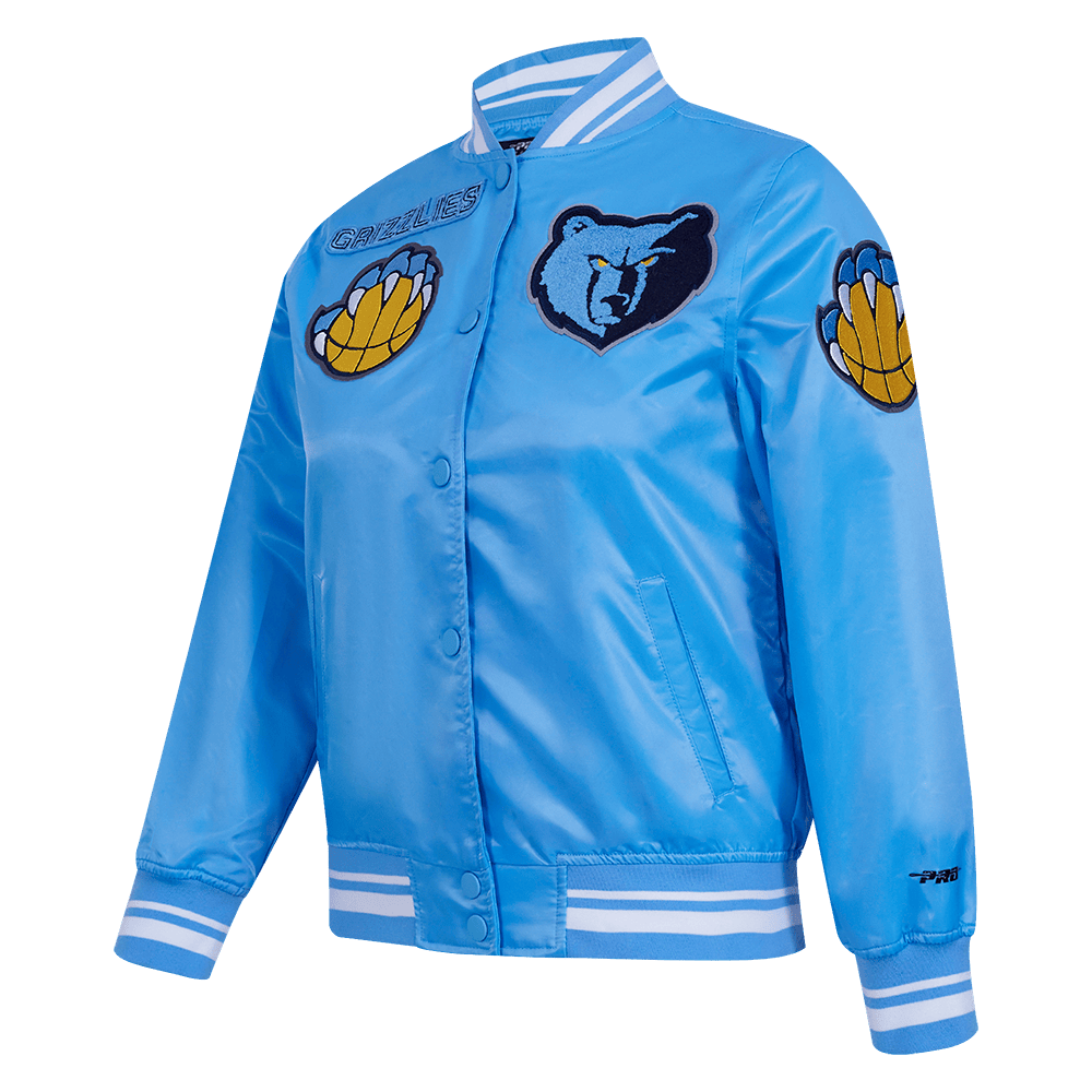 NBA MEMPHIS GRIZZLIES RETRO CLASSIC Women RIB SATIN JACKET (UNIVERSITY BLUE) product image 2, provided for visual reference