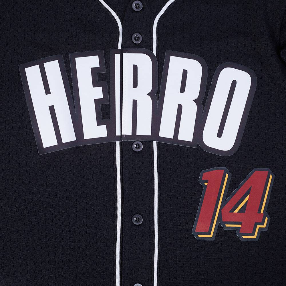 NBA MIAMI HEAT TYLER HERRO #14 CLASSIC MESH PNN Men MESH BUTTON DOWN SHIRT (BLACK) product image 10, provided for visual