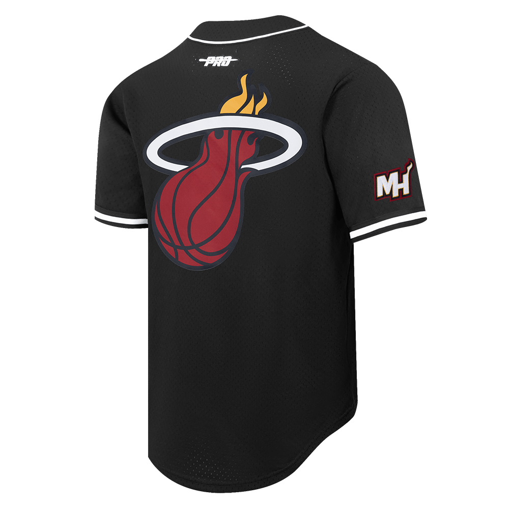 NBA MIAMI HEAT TYLER HERRO #14 CLASSIC MESH PNN Men MESH BUTTON DOWN SHIRT (BLACK) product image 4, provided for visual