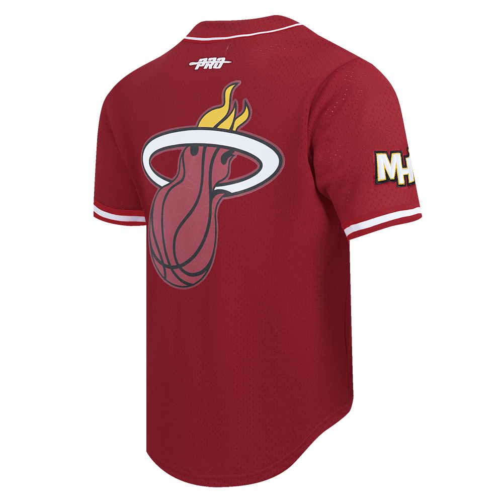 NBA MIAMI HEAT TYLER HERRO #14 CLASSIC MESH PNN Men MESH BUTTON DOWN SHIRT (CARDINAL RED) product image 4, provided for