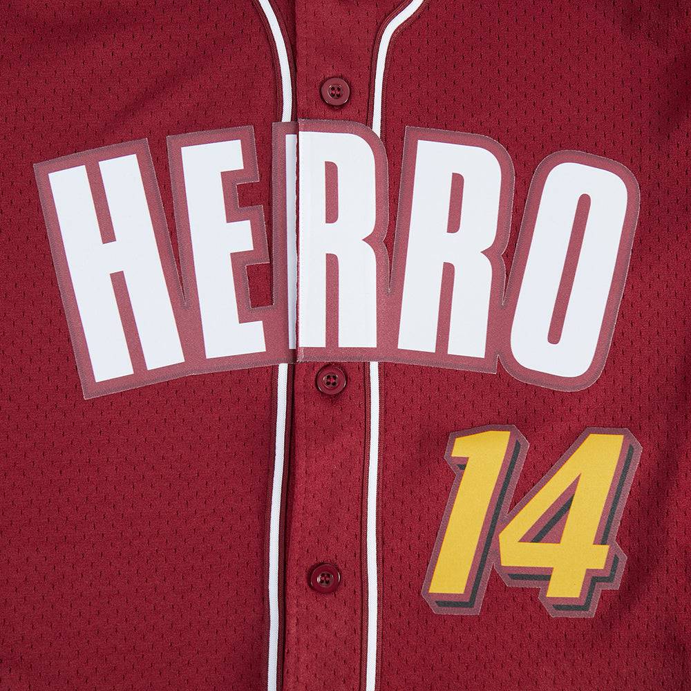 NBA MIAMI HEAT TYLER HERRO #14 CLASSIC MESH PNN Men MESH BUTTON DOWN SHIRT (CARDINAL RED) product image 7, provided for