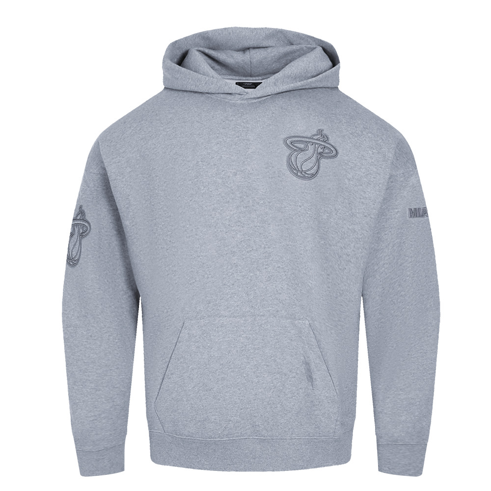 NBA MIAMI HEAT NEUTRAL Men DROP SHOULDER PULLOVER HOODIE (DARK HEATHER GRAY) product image 1, provided for visual reference