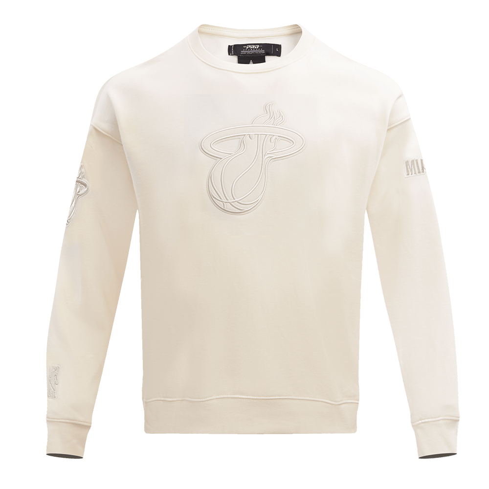 NBA MIAMI HEAT NEUTRAL Men DROP SHOULDER FLEECE CREWNECK (EGGSHELL) product image 3, provided for visual reference and