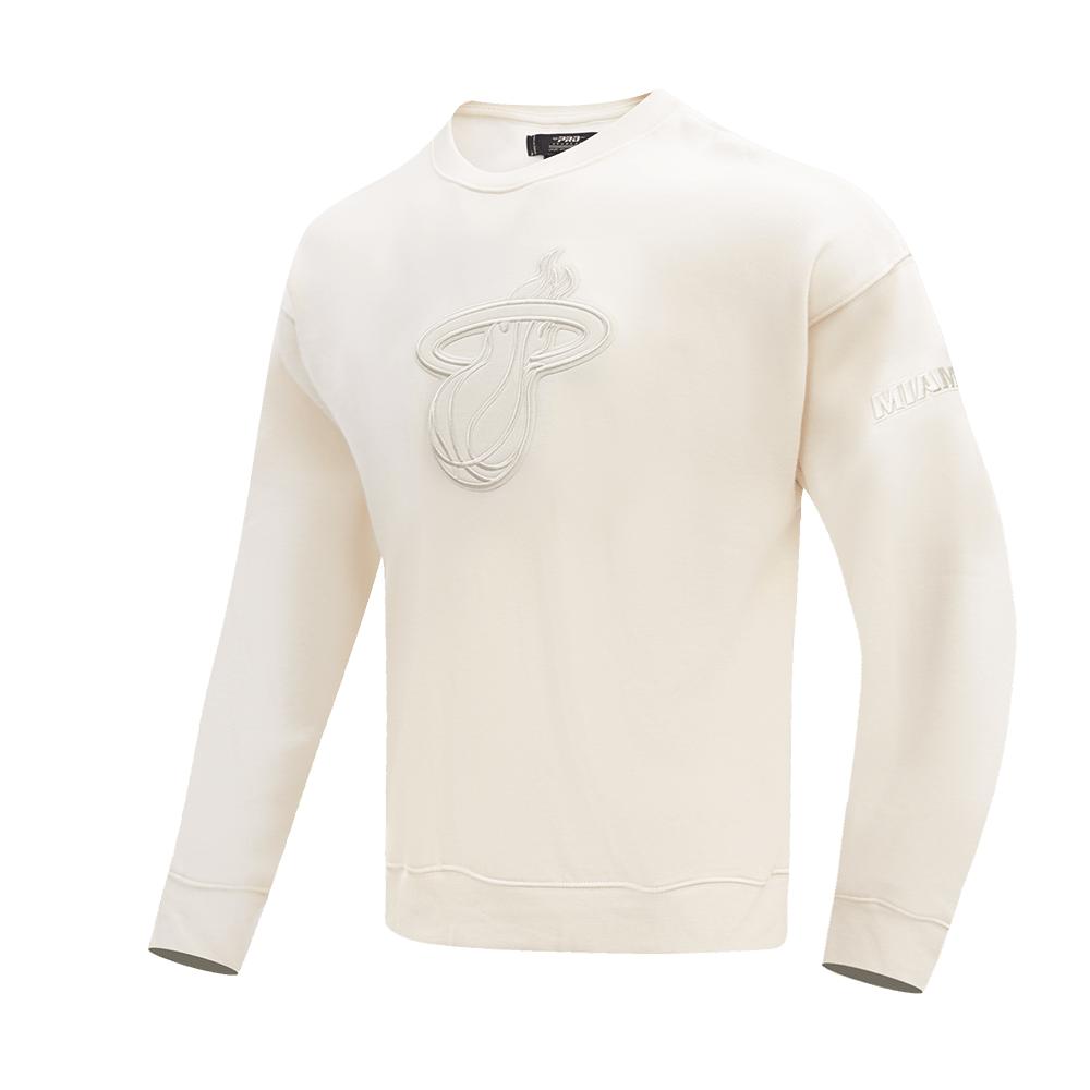 NBA MIAMI HEAT NEUTRAL Men DROP SHOULDER FLEECE CREWNECK (EGGSHELL) product image 4, provided for visual reference and