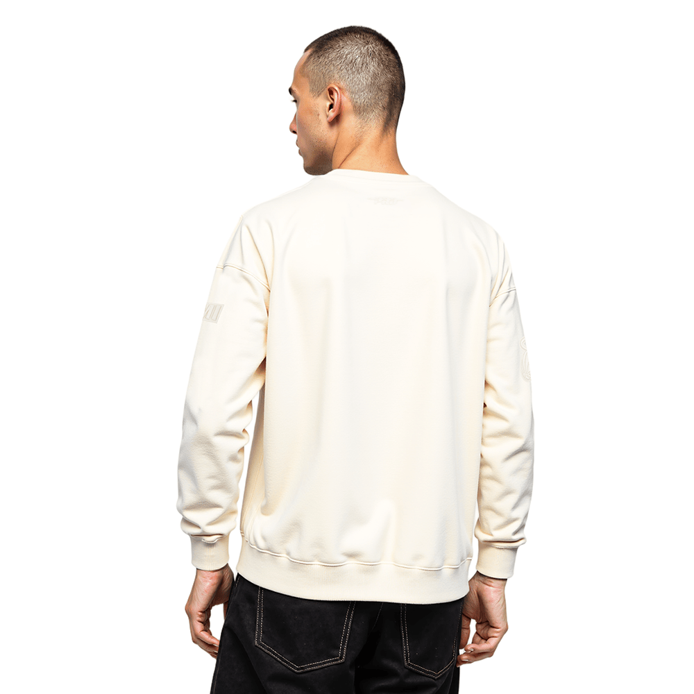 NBA MIAMI HEAT NEUTRAL Men DROP SHOULDER FLEECE CREWNECK (EGGSHELL) product image 2, provided for visual reference and