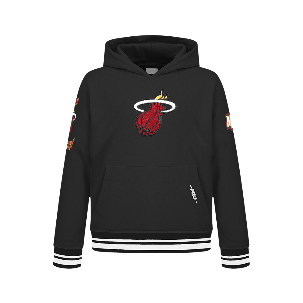NBA Miami Heat Retro Classic Big Boy'S Rib Fleece Pullover Hoodie (Black) product image 1, provided for visual reference and