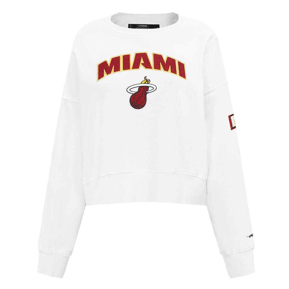 NBA Miami Heat Classic Fleece Crewneck (White) product image 1, provided for visual reference and product detail review