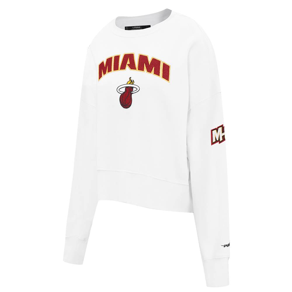 NBA Miami Heat Classic Fleece Crewneck (White) product image 2, provided for visual reference and product detail review
