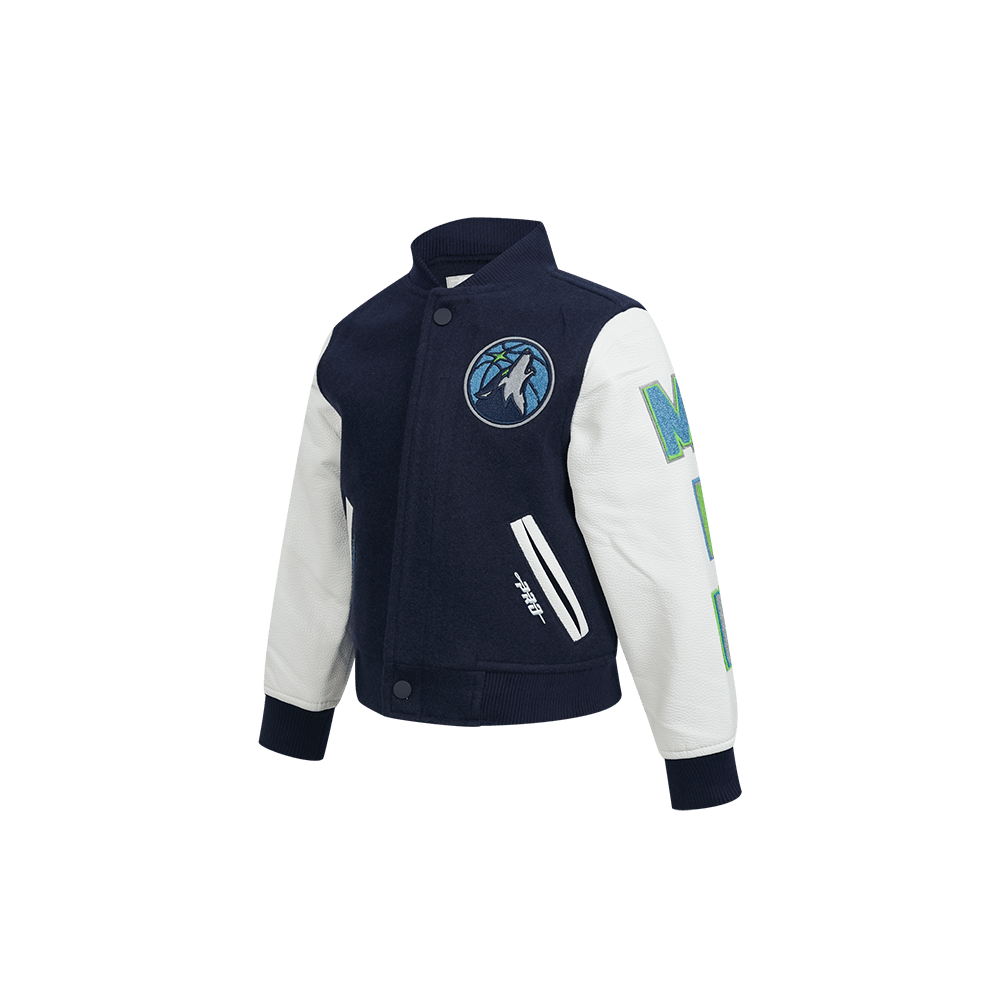NBA Minnesota Timberwolves Classic Toddler Boy'S Wool Varsity Jacket (Midnight Navy/White) product image 2, provided for