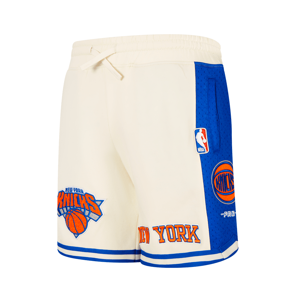 NBA New York Knicks Retro Classic Big Boy'S Flc 2.0 Short (Eggshell/Royal Blue) product image 1, provided for visual