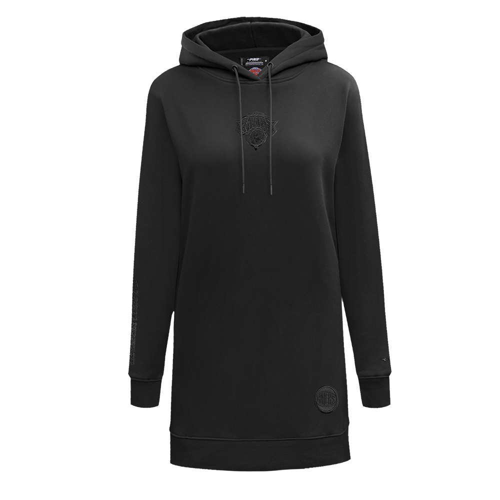 NBA NEW YORK KNICKS TRIPLE BLACK Women FLC HOODIE DRESS (TRIPLE BLACK) product image 1, provided for visual reference and