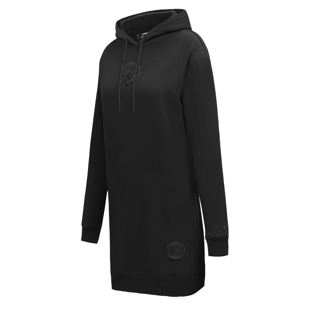 NBA NEW YORK KNICKS TRIPLE BLACK Women FLC HOODIE DRESS (TRIPLE BLACK) product image 2, provided for visual reference and