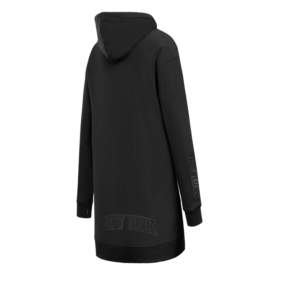 NBA NEW YORK KNICKS TRIPLE BLACK Women FLC HOODIE DRESS (TRIPLE BLACK) product image 4, provided for visual reference and