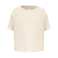 NBA NEW YORK KNICKS NEUTRAL BIG GIRL'S SHORT SLEEVE BOXY T-Shirt (EGGSHELL) product image 1, provided for visual reference