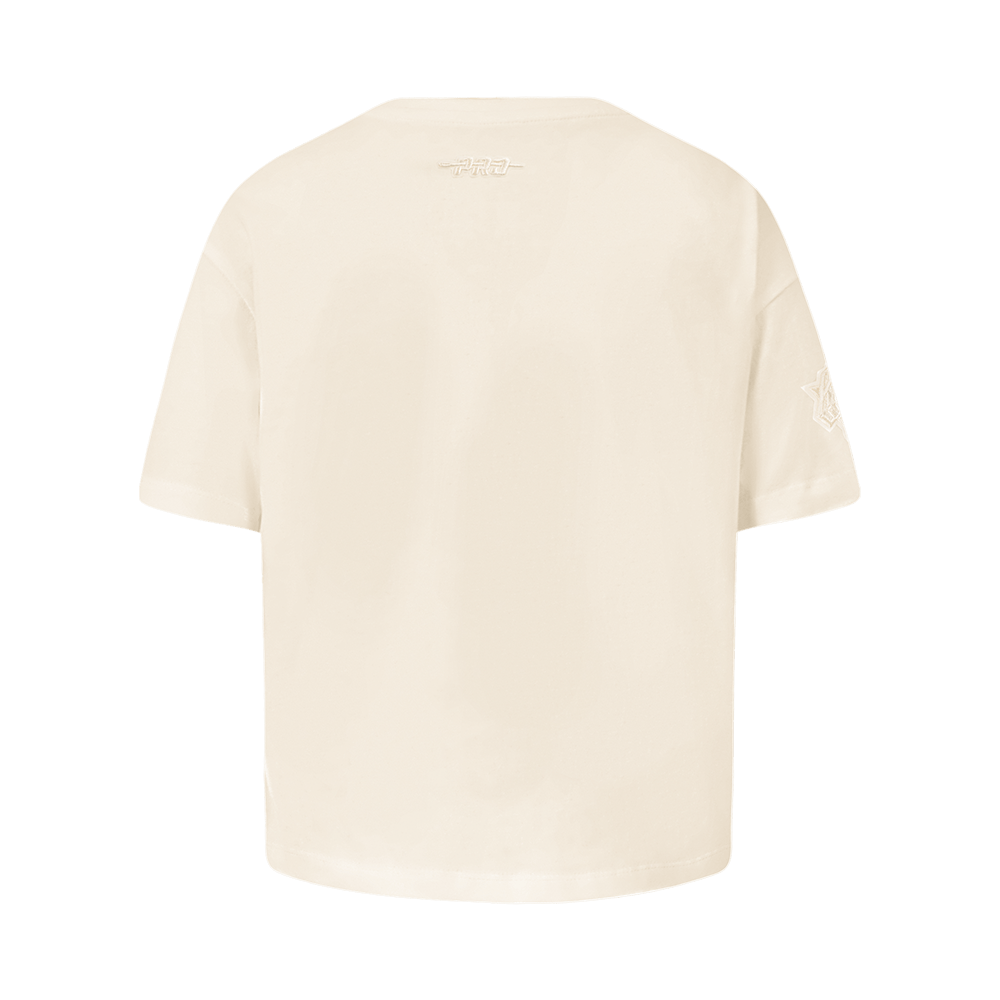 NBA NEW YORK KNICKS NEUTRAL BIG GIRL'S SHORT SLEEVE BOXY T-Shirt (EGGSHELL) product image 3, provided for visual reference