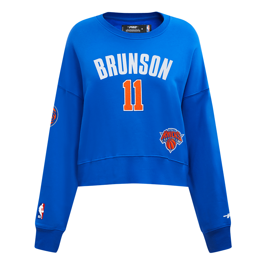 NBA NEW YORK KNICKS JALEN BRUNSON #11 CLASSIC PLAYER NAME AND NUMBER Women FLC CREWNECK product image 3, provided for visual