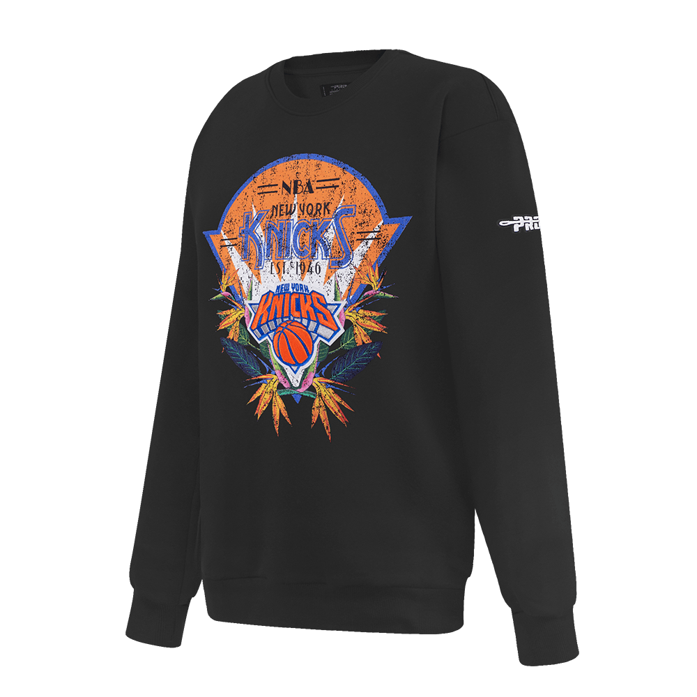 NBA NEW YORK KNICKS PARADISE Women CREWNECK SWEATSHIRT (BLACK) product image 4, provided for visual reference and product