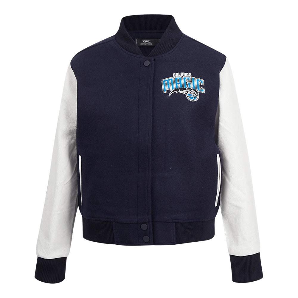 NBA ORLANDO MAGIC CLASSIC Women WOOL VARSITY JACKET (MIDNIGHT NAVY/WHITE) product image 1, provided for visual reference and
