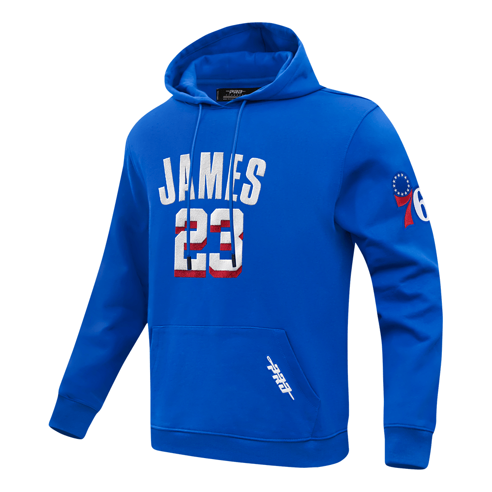 NBA PHILADELPHIA 76ERS LEBRON JAMES #23 Men PULL OVER HOODIE (ROYAL BLUE) product image 3, provided for visual reference and