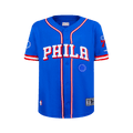NBA Philadelphia 76Ers Classic Big Boy'S Mesh Button Down Shirt (Royal Blue/Red) product image 1, provided for visual