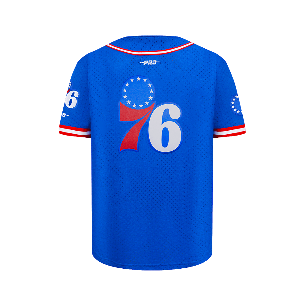 NBA Philadelphia 76Ers Classic Big Boy'S Mesh Button Down Shirt (Royal Blue/Red) product image 3, provided for visual