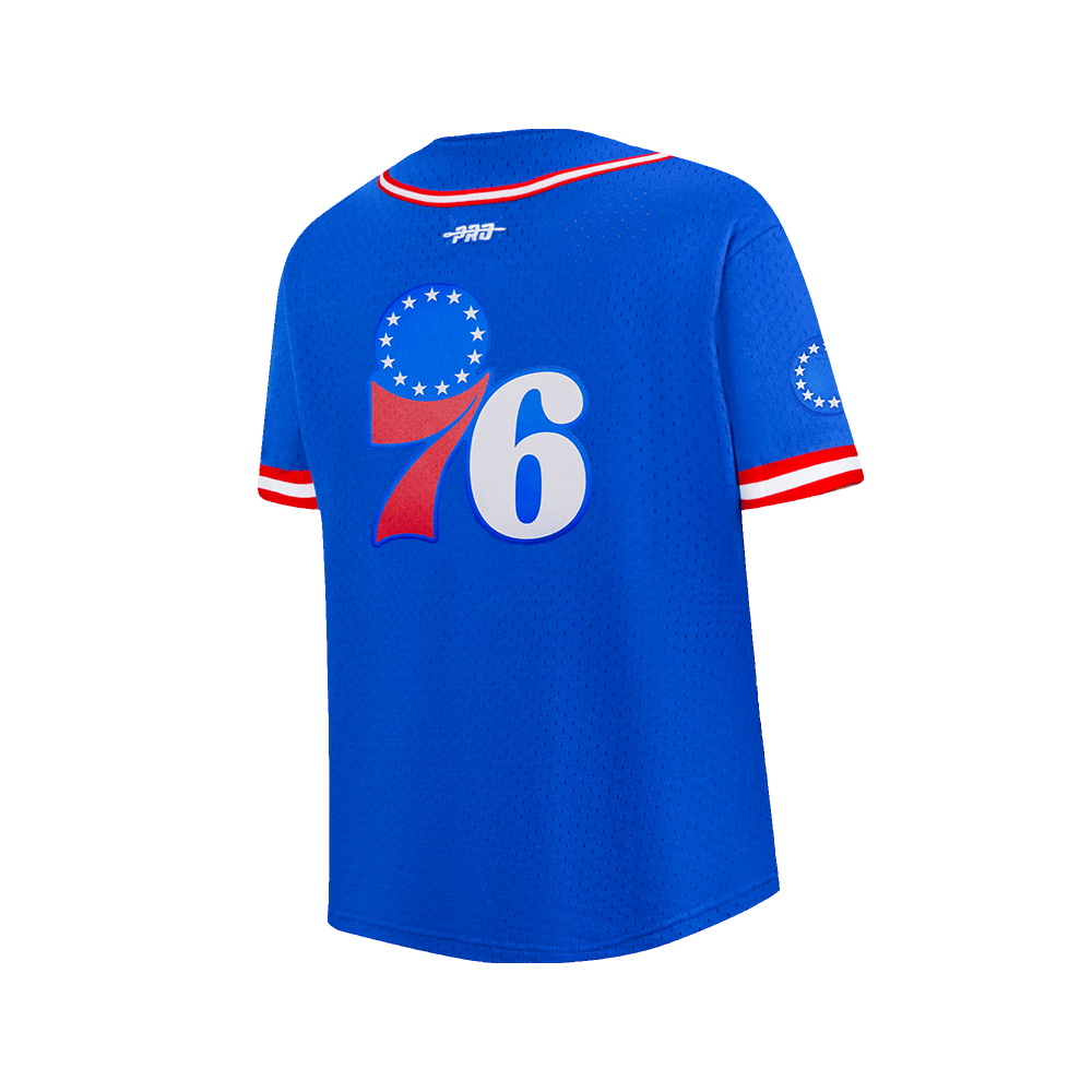 NBA Philadelphia 76Ers Classic Big Boy'S Mesh Button Down Shirt (Royal Blue/Red) product image 4, provided for visual