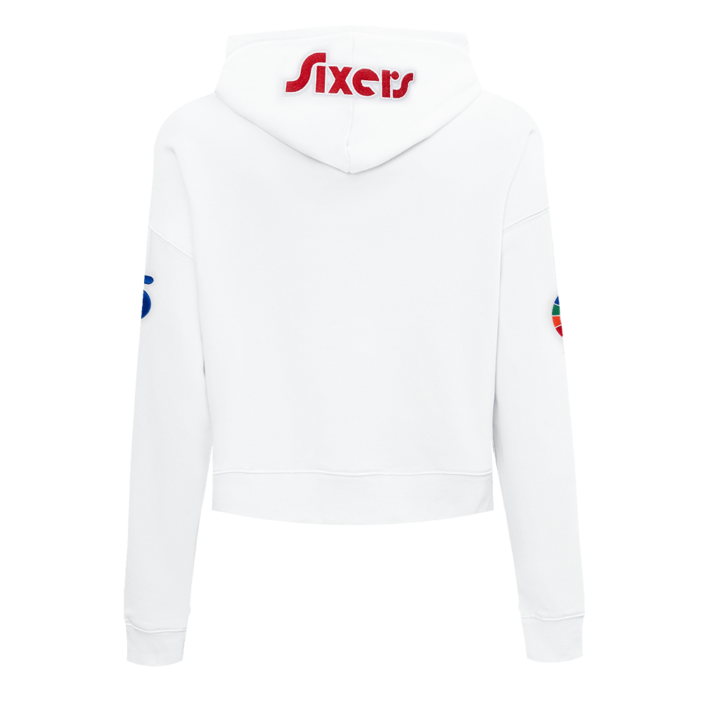 NBA PHILADELPHIA 76ERS CITY EDITION 24-25 Women FLEECE CROPPED PULLOVER HOODIE (WHITE) product image 3, provided for visual