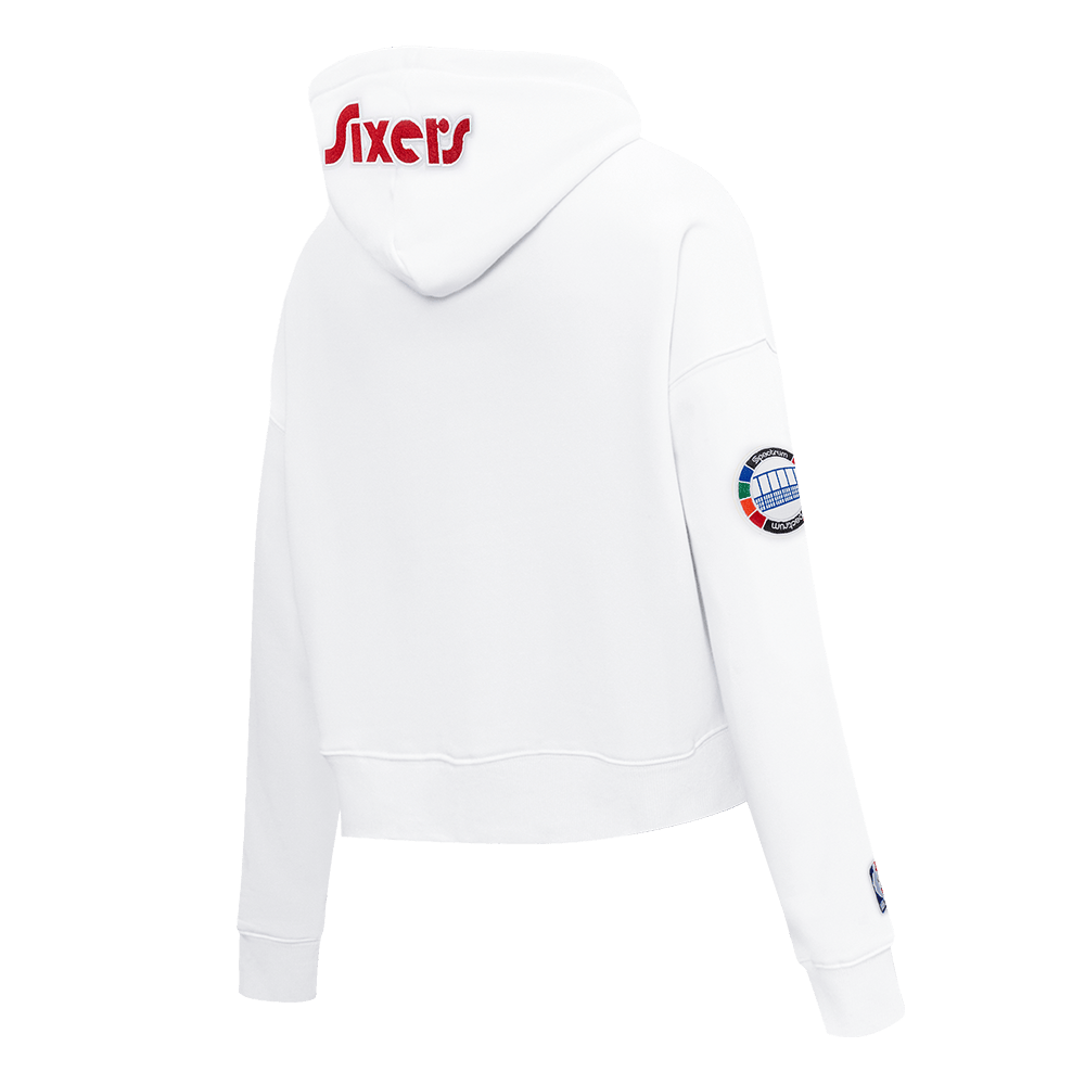 NBA PHILADELPHIA 76ERS CITY EDITION 24-25 Women FLEECE CROPPED PULLOVER HOODIE (WHITE) product image 4, provided for visual